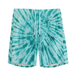Turquoise Tie Dye Print Men's Sports Shorts