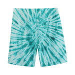 Turquoise Tie Dye Print Men's Sports Shorts