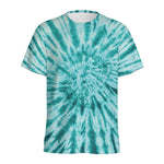 Turquoise Tie Dye Print Men's Sports T-Shirt