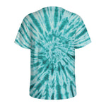 Turquoise Tie Dye Print Men's Sports T-Shirt