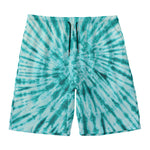 Turquoise Tie Dye Print Men's Swim Trunks