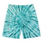 Turquoise Tie Dye Print Men's Swim Trunks
