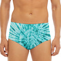 Turquoise Tie Dye Print Men's Triangle Swim Briefs