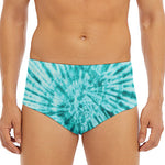 Turquoise Tie Dye Print Men's Triangle Swim Briefs