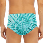 Turquoise Tie Dye Print Men's Triangle Swim Briefs