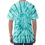 Turquoise Tie Dye Print Men's Velvet T-Shirt