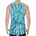 Turquoise Tie Dye Print Men's Velvet Tank Top