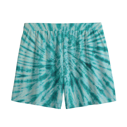 Turquoise Tie Dye Print Mesh Shorts