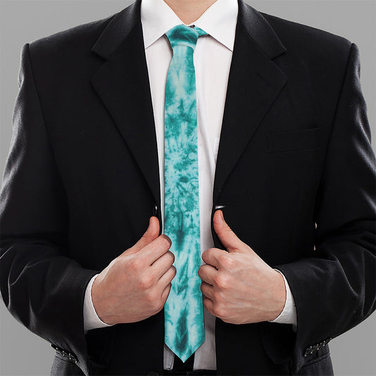 Turquoise Tie Dye Print Necktie