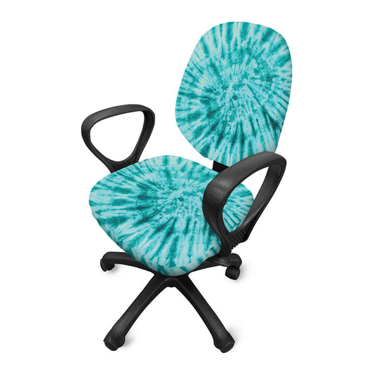 Turquoise Tie Dye Print Office Chair Cover