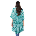 Turquoise Tie Dye Print Open Front Beach Cover Up