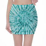 Turquoise Tie Dye Print Pencil Mini Skirt