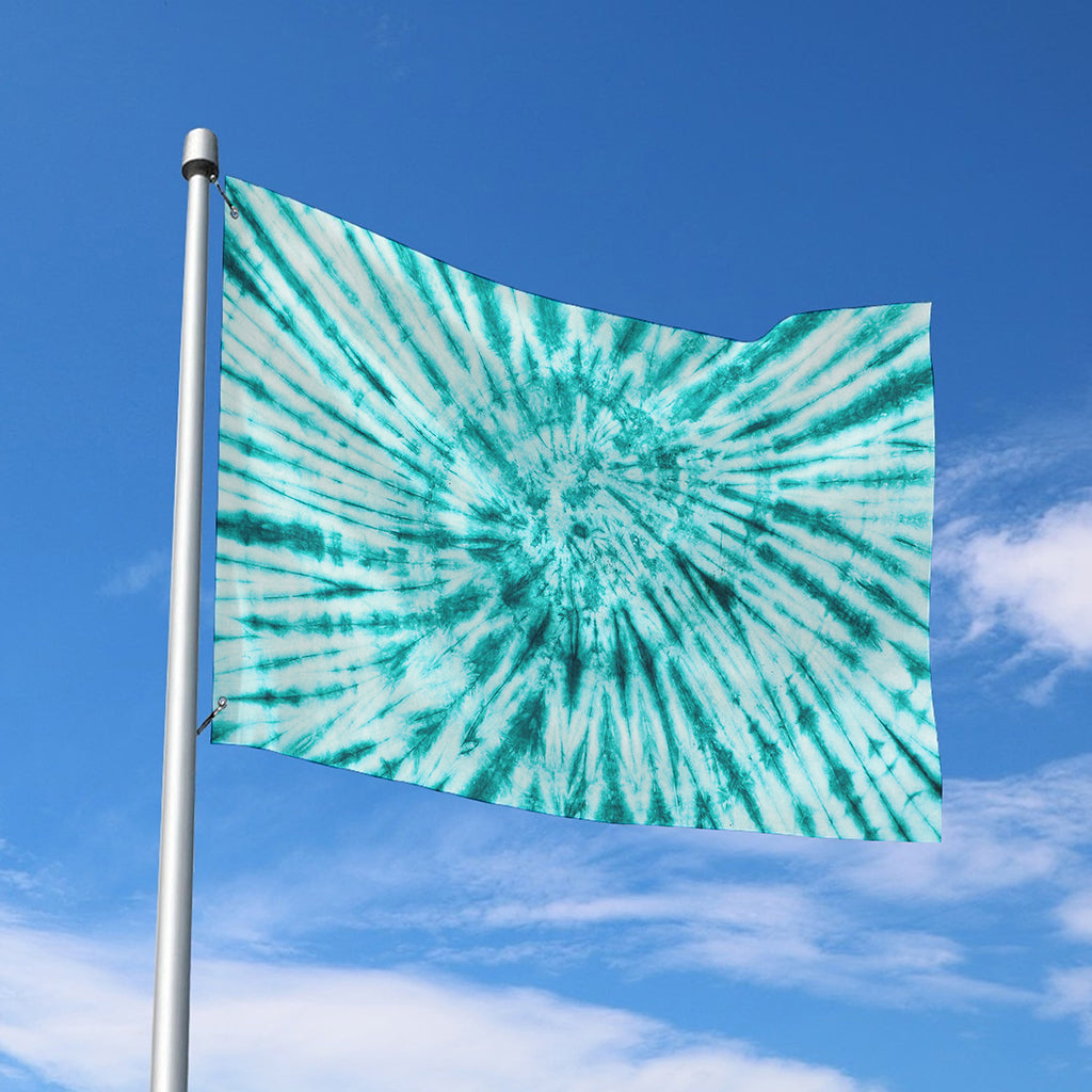 Turquoise Tie Dye Print Polyester Flag