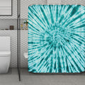 Turquoise Tie Dye Print Polyester Shower Curtain