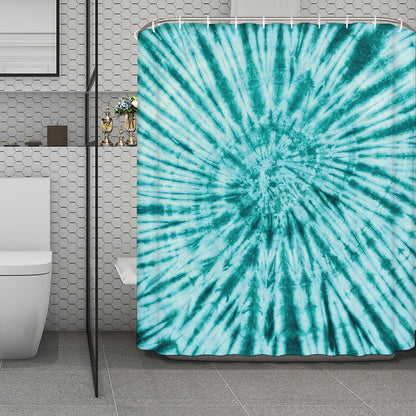 Turquoise Tie Dye Print Polyester Shower Curtain