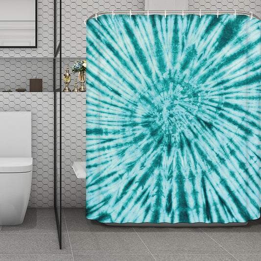 Turquoise Tie Dye Print Polyester Shower Curtain