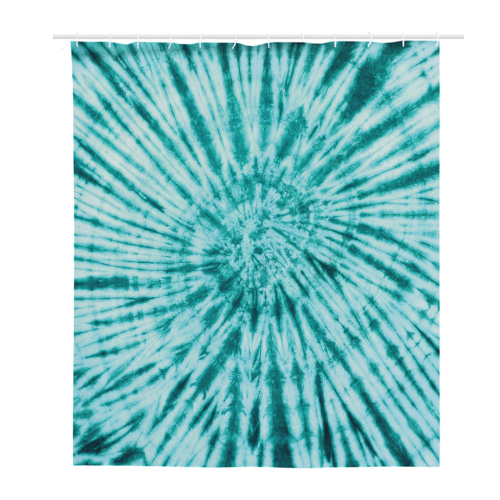 Turquoise Tie Dye Print Polyester Shower Curtain