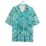 Turquoise Tie Dye Print Rayon Hawaiian Shirt