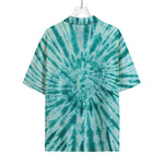 Turquoise Tie Dye Print Rayon Hawaiian Shirt