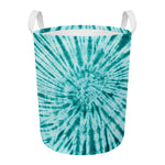 Turquoise Tie Dye Print Round Laundry Basket