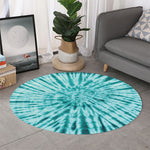 Turquoise Tie Dye Print Round Rug