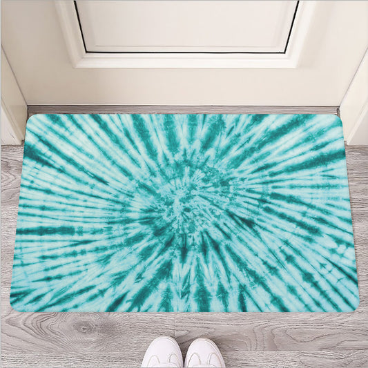 Turquoise Tie Dye Print Rubber Doormat
