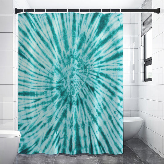Turquoise Tie Dye Print Shower Curtain