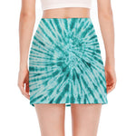 Turquoise Tie Dye Print Side Slit Mini Skirt
