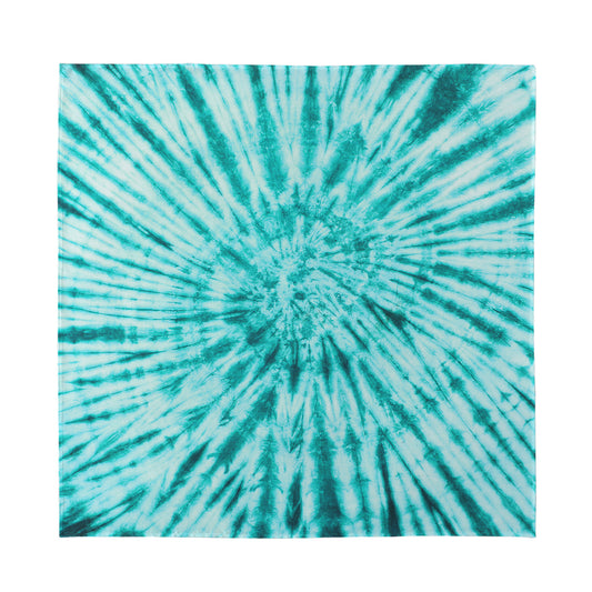 Turquoise Tie Dye Print Silk Bandana