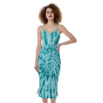 Turquoise Tie Dye Print Slim Fit Midi Cami Dress