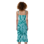 Turquoise Tie Dye Print Slim Fit Midi Cami Dress