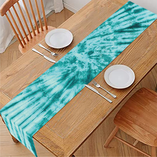 Turquoise Tie Dye Print Table Runner