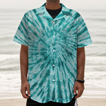Turquoise Tie Dye Print Textured Short Sleeve Shirt