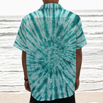 Turquoise Tie Dye Print Textured Short Sleeve Shirt