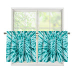Turquoise Tie Dye Print Tier Curtains