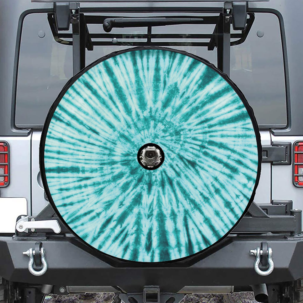 Turquoise Tie Dye Print Tire Cover With Camera Hole