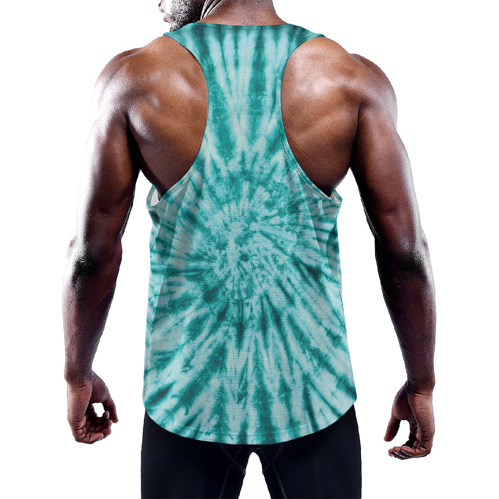 Turquoise Tie Dye Print Training Tank Top