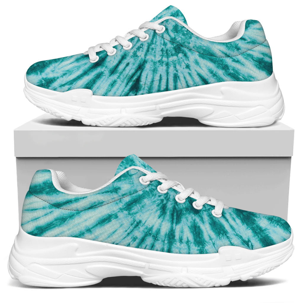 Turquoise Tie Dye Print White Chunky Shoes