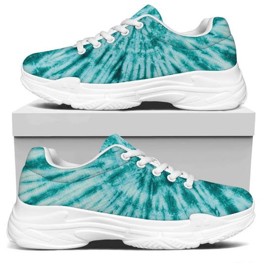 Turquoise Tie Dye Print White Chunky Shoes