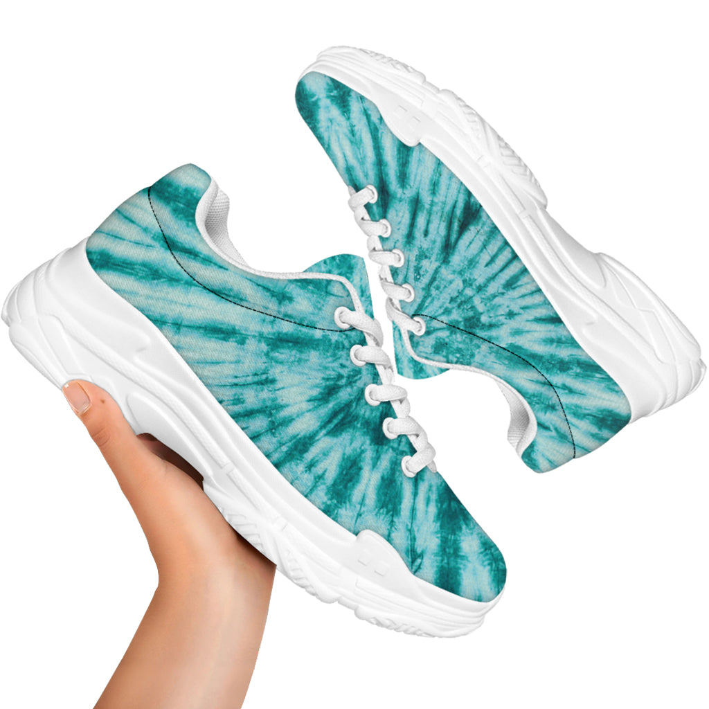 Turquoise Tie Dye Print White Chunky Shoes