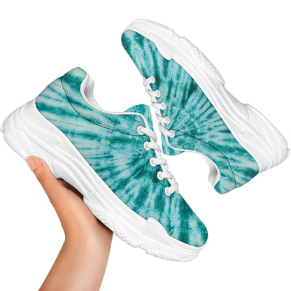 Turquoise Tie Dye Print White Chunky Shoes