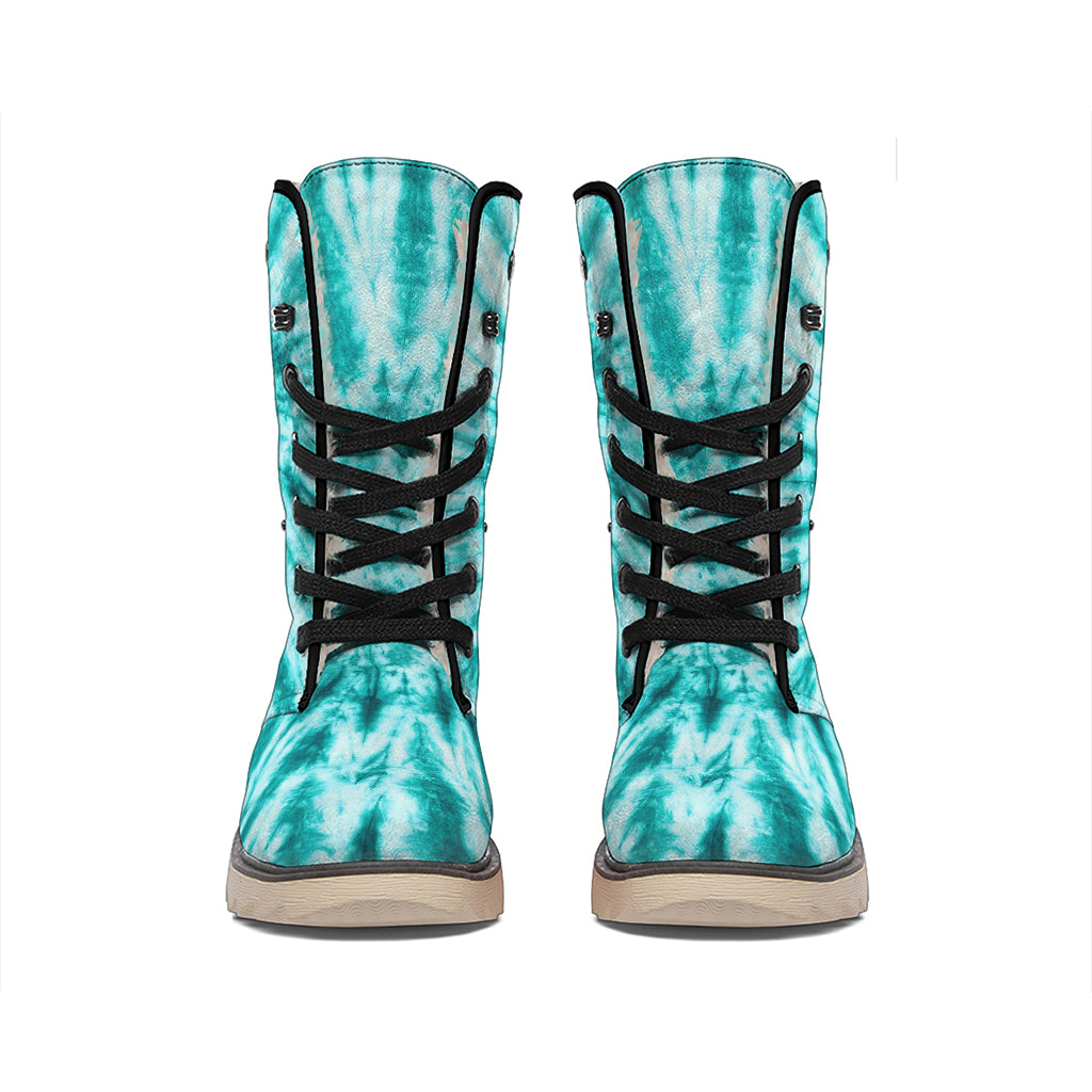 Turquoise Tie Dye Print Winter Boots