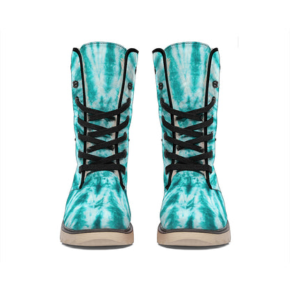 Turquoise Tie Dye Print Winter Boots