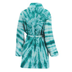 Turquoise Tie Dye Print Women's Bathrobe