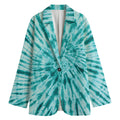 Turquoise Tie Dye Print Women's Blazer