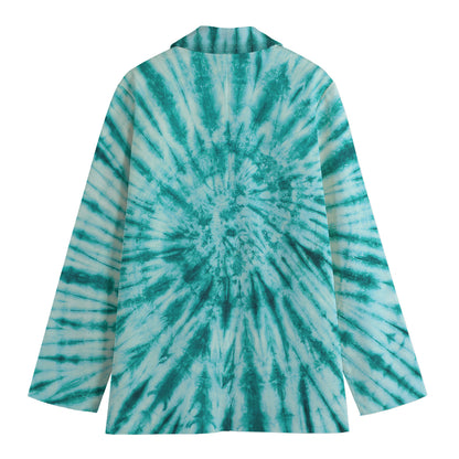 Turquoise Tie Dye Print Women's Blazer