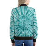 Turquoise Tie Dye Print Women's Bomber Jacket