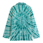 Turquoise Tie Dye Print Women's Cotton Blazer