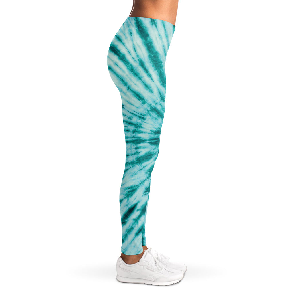 Turquoise Tie Dye Print Women's Leggings