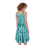 Turquoise Tie Dye Print Women's Sleeveless Dress